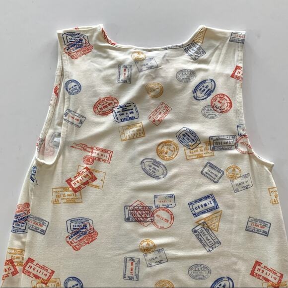 ModCloth | White Passport Stamps Travel Familiar Feeling Sleeveless Top XXS - Picture 10 of 10